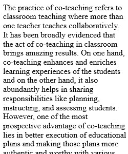 Co-teaching practices and its outcome